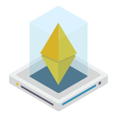 Ethereum sikke kutusunun isometrik tasarım simgesi