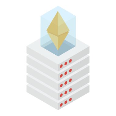Ethereum sikke kutusunun isometrik tasarım simgesi