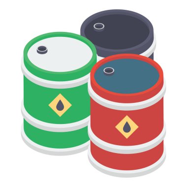 Yakıt varil isometrik tasarım simgesi.