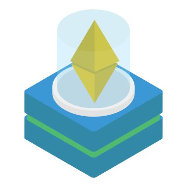 Ethereum sikke kutusunun isometrik tasarım simgesi