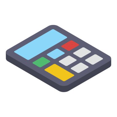 Hesap makinesi tasarımının isometrik simgesi 
