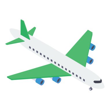 Uçak isometrik tasarım simgesi.