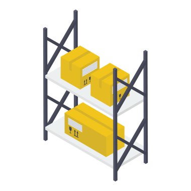 Parsel raf isometrik tasarım simgesi.