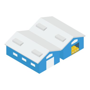 Isometrik tasarımda ambar simgesi.