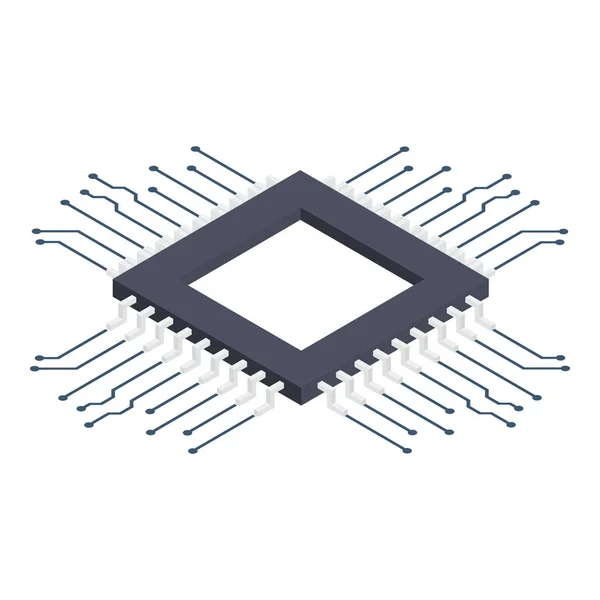 Desain Vektor Chip Prosesor Isometrik - Stok Vektor