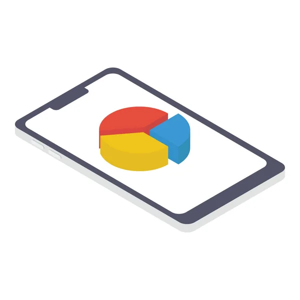 Isometric Design Mobile Data Analytics — Stock Vector