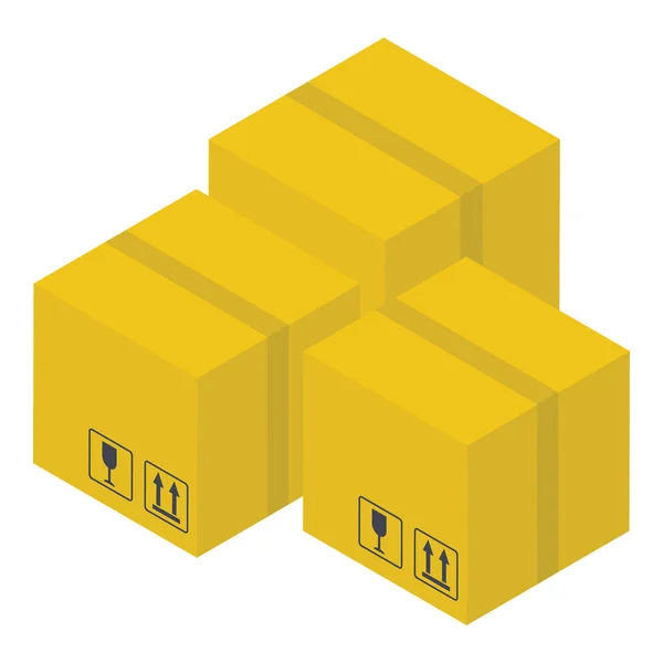 Icono Caja Cartón Diseño Isométrico — Vector de stock
