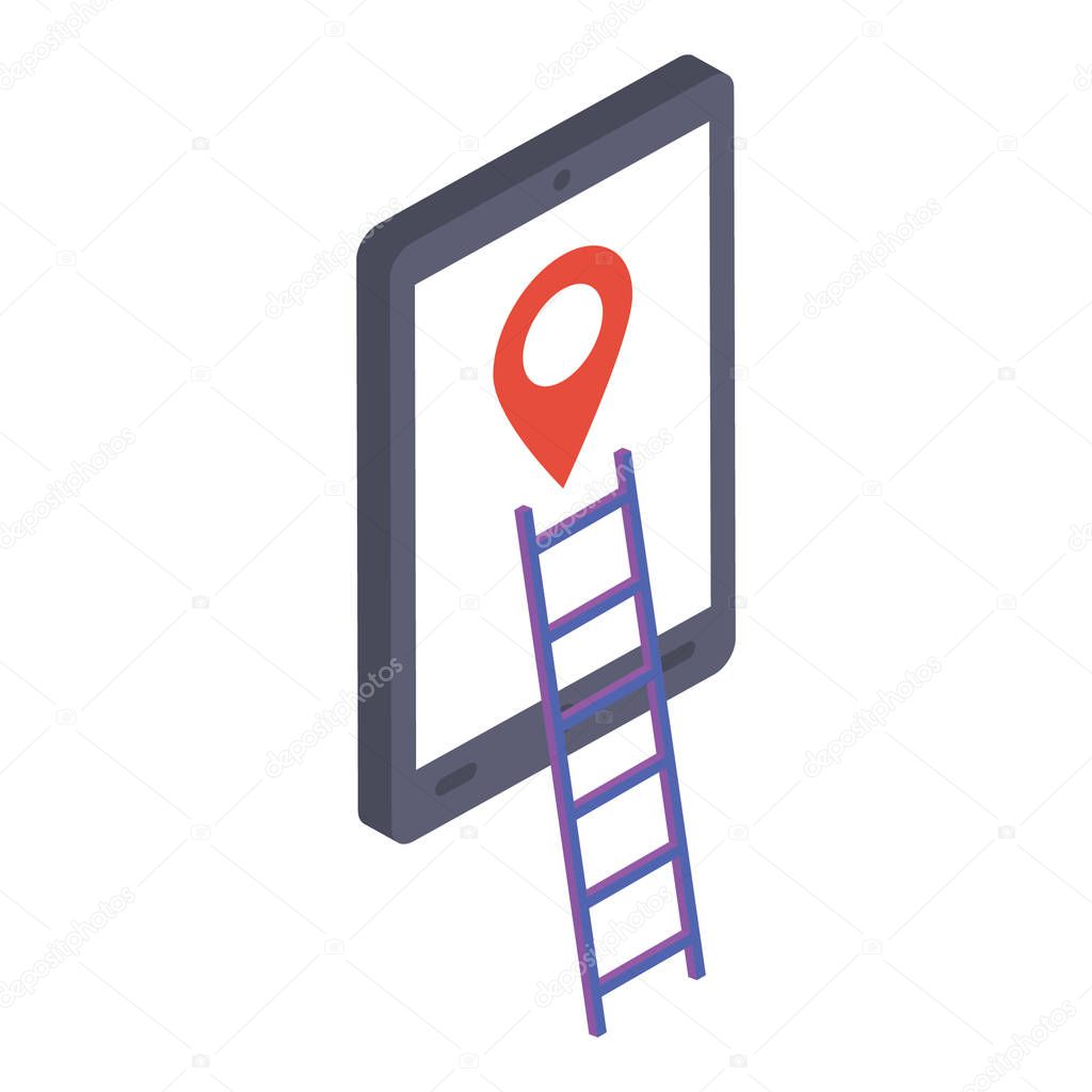Online navigation icon in isometric design.
