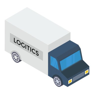 İzometrik tasarımda teslimat minibüsü simgesi