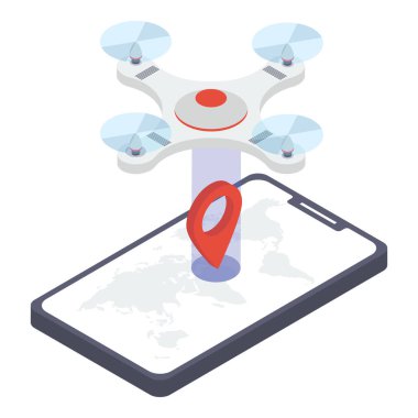 Quadcopter isometrik tasarım simgesi.