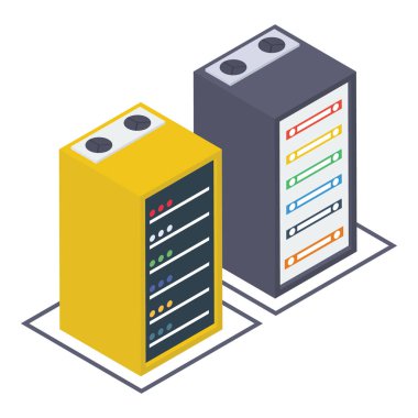 Veri merkezi raf vektör tasarımı 