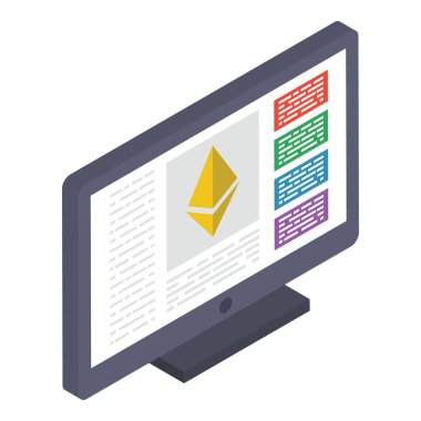 Ethereum para simgesi isometrik tasarım