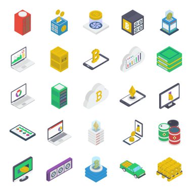 Para Tasarrufu Isometrik Simgeler Paketi