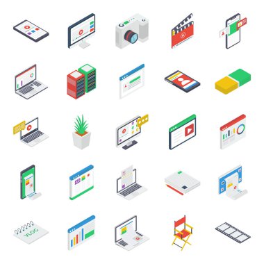 Web Video Isometrik Simgeler Paketi