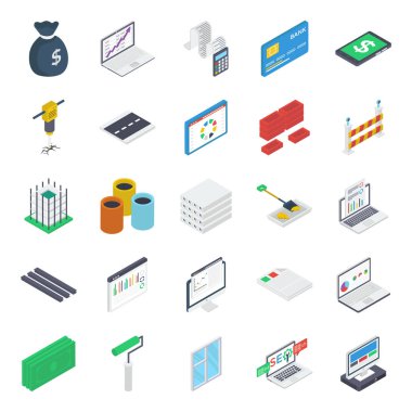 Pack Of Banking Isometric Icons  clipart
