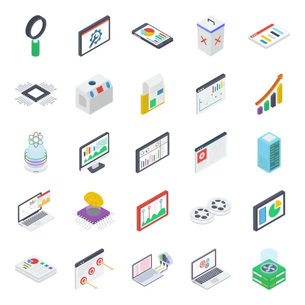 Paquete Iconos Isométricos Análisis Web — Vector de stock