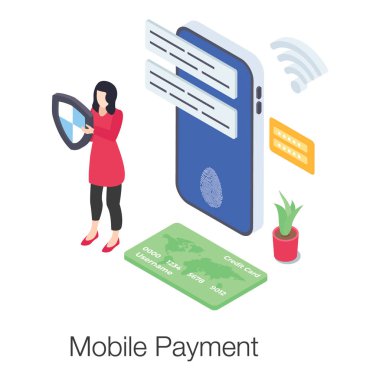 Cep telefonlu banknot, güvenli ödeme kavramı.