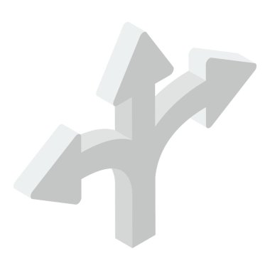 Yol yönü için bir işaret oku, izometrik simge tasarımı 