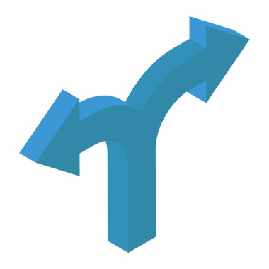 Yol yönü için bir işaret oku, izometrik simge tasarımı 