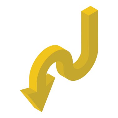 Aşağı doğru ok vektörü beyaz arkaplanda izole edildi 