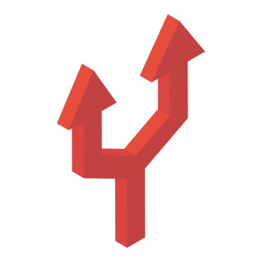 Yol yönü için bir işaret oku, izometrik simge tasarımı 