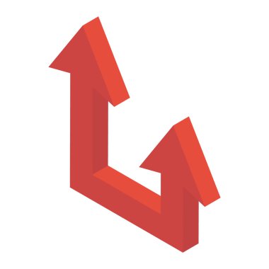 Yukarı doğru ok vektörü, izometrik vektör tasarımı 