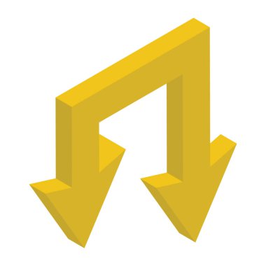 Aşağı doğru ok vektörü, izometrik vektör tasarımı 