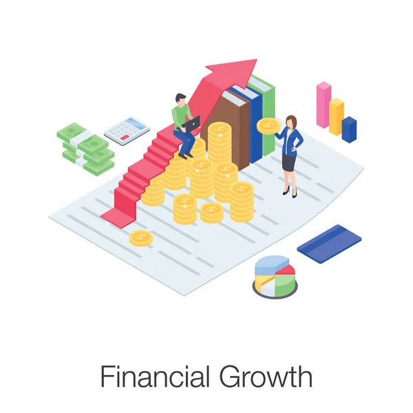 Diseño Isométrico Vector Crecimiento Financiero — Archivo Imágenes Vectoriales