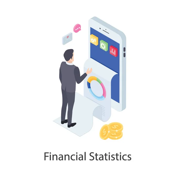 Ícone Design Isométrico Estatísticas Financeiras — Vetor de Stock