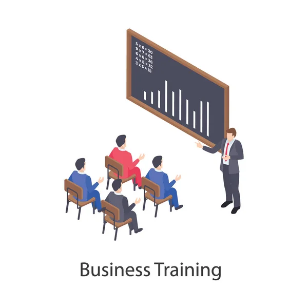 Koncepcyjna Ikona Szkolenia Biznesowego Zakresie Projektowania Izometrycznego — Wektor stockowy