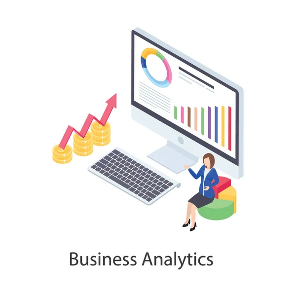 Icono Diseño Isométrico Analítica Empresarial — Archivo Imágenes Vectoriales