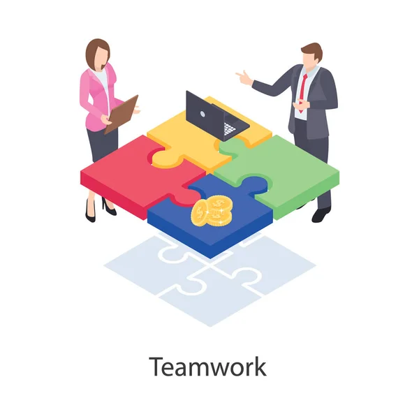 Collaborative Effort Known Teamwork Icon Isometric Design — Stock Vector