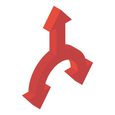 Yol yönü için bir işaret oku, izometrik simge tasarımı 