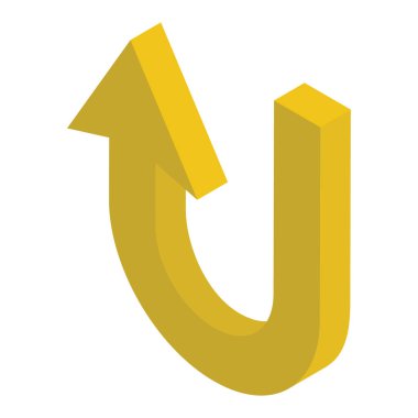 Yukarı doğru ok vektörü, gönderme işaretinin izometrik simge tasarımı 