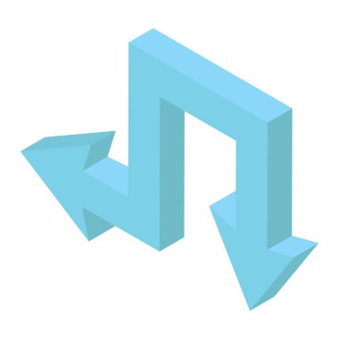 İzometrik dizaynda sol bükme ok simgesi 