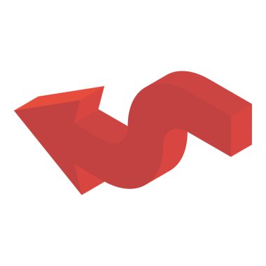 İzometrik dizaynda sol bükme ok simgesi 