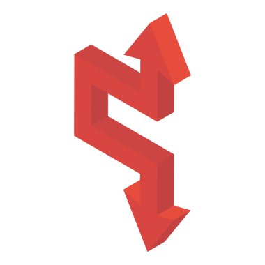 Yol gösterimi için çift yönlü ok vektörü, navigasyon oku tasarımı 