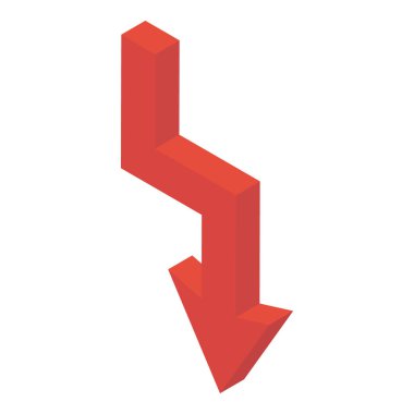 Aşağıya doğru ok vektörü, okun izometrik vektörü 