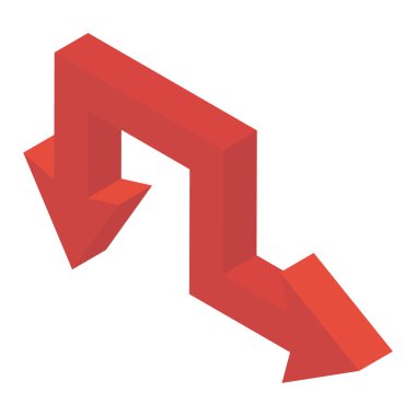 İndirim için ok tasarımı, izometrik tarzda tam aşağı ok 