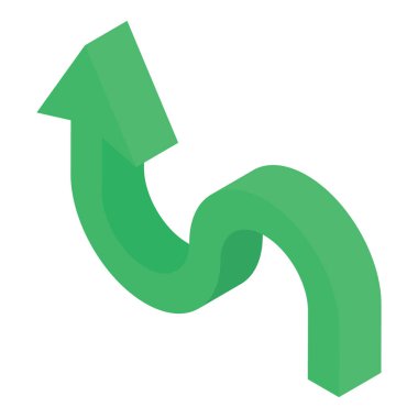 Yukarı doğru ok vektörü, gönderme işaretinin izometrik simge tasarımı 