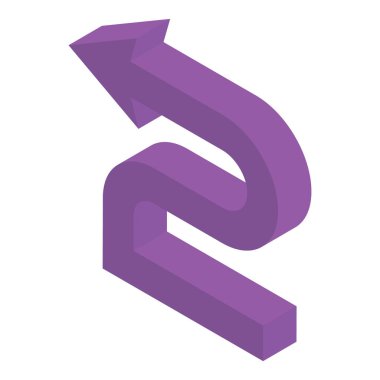 İzometrik dizaynda sol bükme ok simgesi 