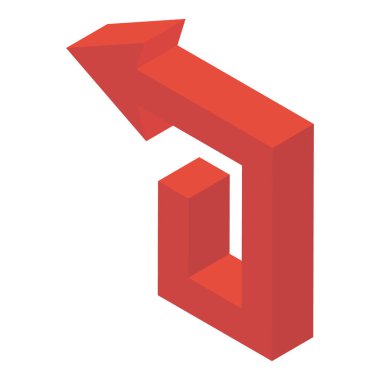 İzometrik dizaynda sol bükme ok simgesi 