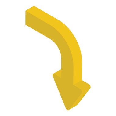 İzometrik dizaynda kısa yay oku, yönsel ok 