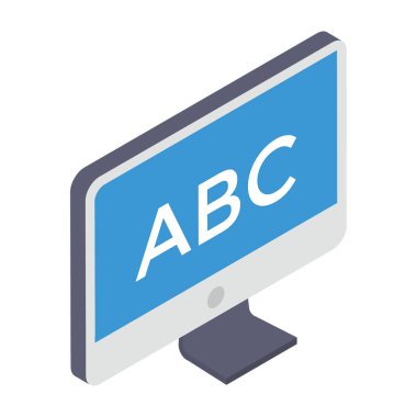 Bilgisayar ekranında alfabe. Eğitim kavramı.