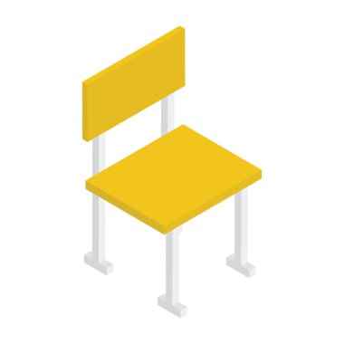 Tahta kolsuz sandalye simgesi, izometrik vektör