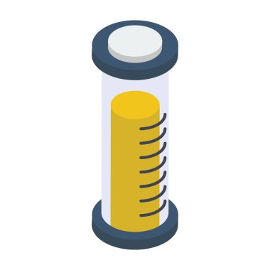 Kimyasal beher ikonu, izometrik vektör şablonu. 