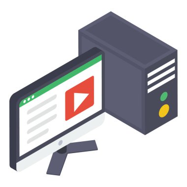 İzometrik vektörde masaüstü bilgisayarının tasarımı