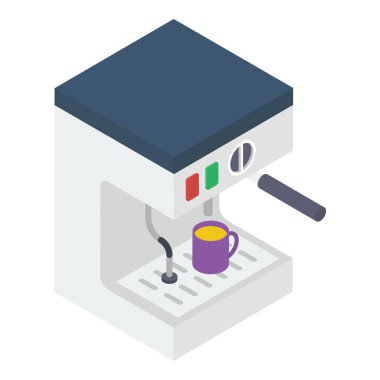 Kahve makinesi aygıtı, izometrik tasarım vektörü 