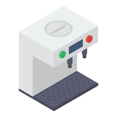 Kahve makinesi vektörü beyaz arkaplanda izole edildi 