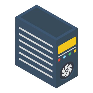 Beyaz arkaplan üzerindeki Cpu izometrik vektörü, sistem birimi